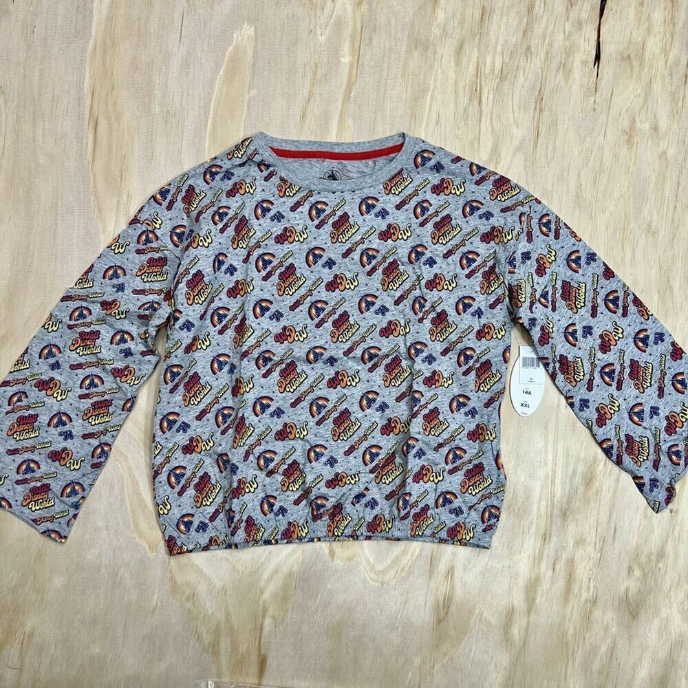 NEW XL Youth Walt Disney World Shirt 14 Gray Long Sleeve Castle